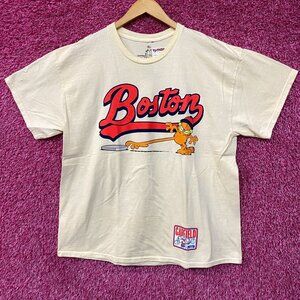 Garfield Boston Baseball Cartoon Graphic Design T-Shirt XL